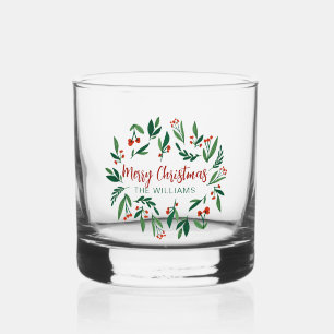 Verre À Whisky Beau Red Green Holly Berry Custom Christmas