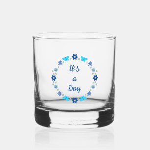 Verre À Whisky Bébé bleu Papillons et fleurs personnalisés