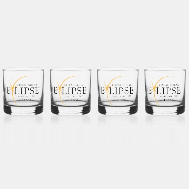 Verre À Whisky Black & Gold 2024 Texas Total Solar Eclipse (Recto)