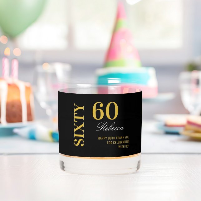 Verre À Whisky Black & Gold 60th Birthday Elegant Cocktail Party (Insitu (Anniversaire))