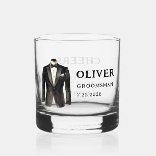 Verre À Whisky Black Suit Groomsman Proposition Whiskey Glass