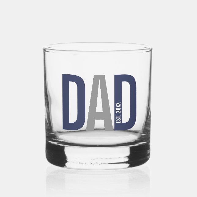 Verre À Whisky Bleu de marine moderne Papa personnalisé établi (Recto)
