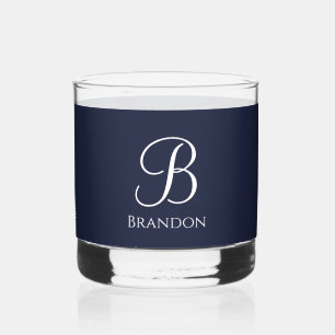 Verre À Whisky Bleu marine Nom personnalisé et monogramme