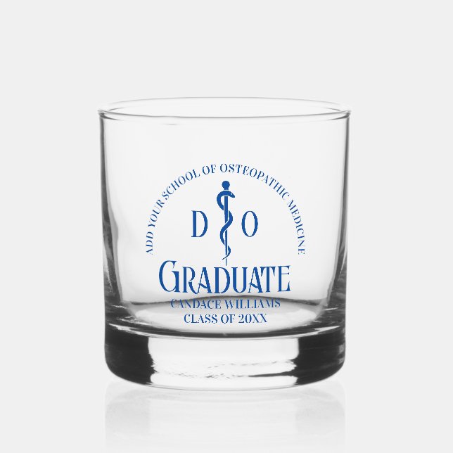 Verre À Whisky Bleu Ostéopathie Médicale (Recto)