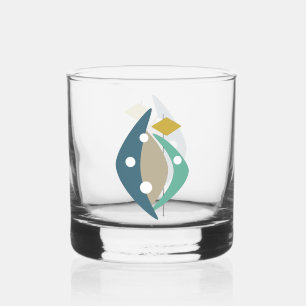 Verre À Whisky Boomerangs bleus de l'ère atomique du milieu du si