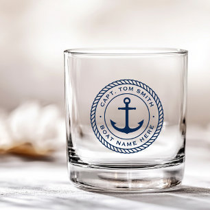 Verre À Whisky Bordure de la corde d'ancrage du nom du capitaine