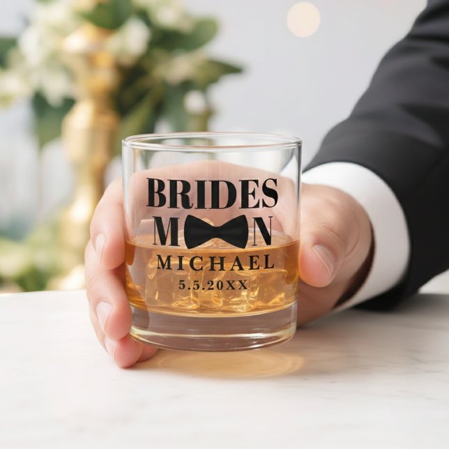 Verre À Whisky BRIDESMAN cravate noire mariage personnalisé (Créateur téléchargé)
