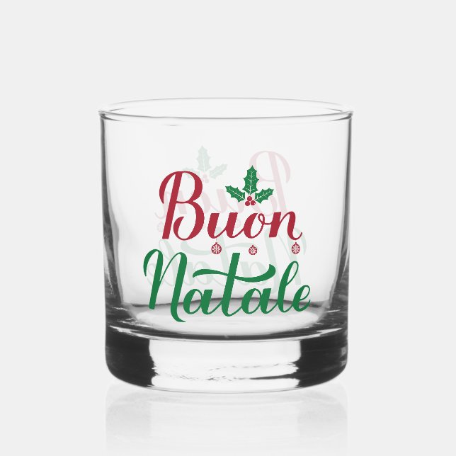 Verre À Whisky Buon Natale Noël rouge et vert (Recto)