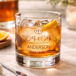 Verre À Whisky Cadeau de mariage charmant M. et Mme Noms personna