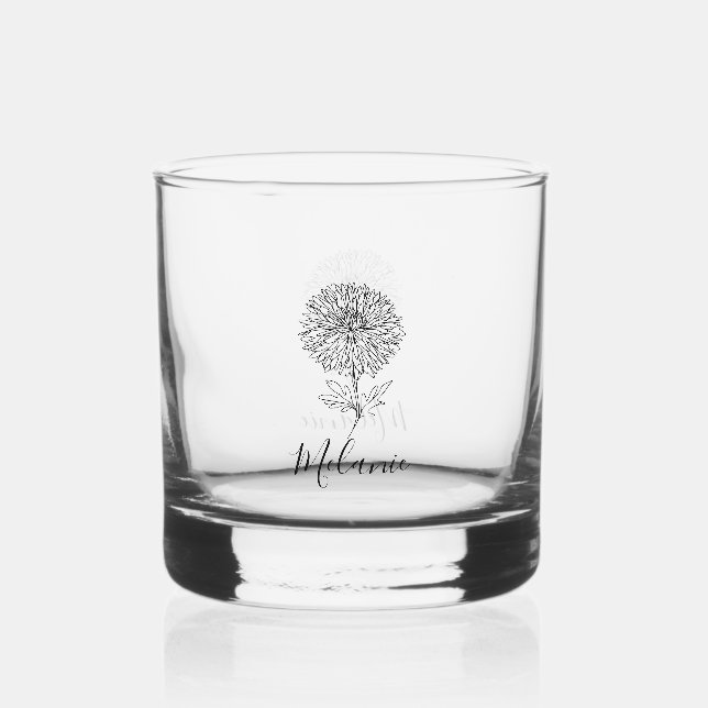 Verre À Whisky Cadeau personnalisé septembre Aster Flower pour la (Recto)