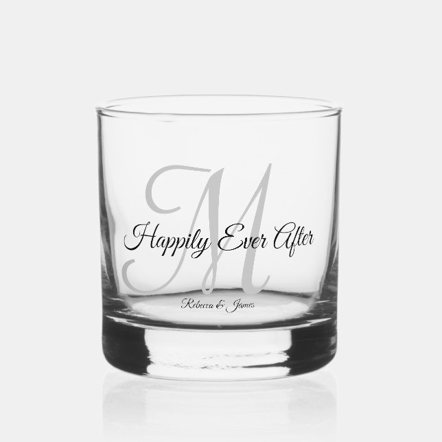 Verre À Whisky Calligraphie Monogramme Heureux Jamais Après Maria (Recto)