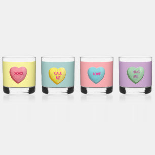 Verre À Whisky Candy Love Hearts Mots romantiques Coloré