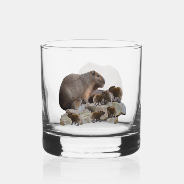 Verre À Whisky Capybaras De Mère Et De Bébé, (Recto)