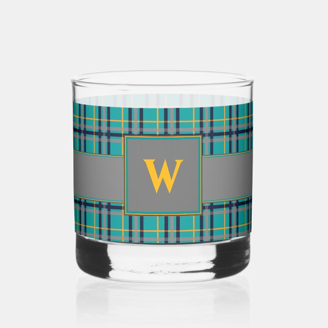 Verre À Whisky Carreaux bleus et orange (Recto)