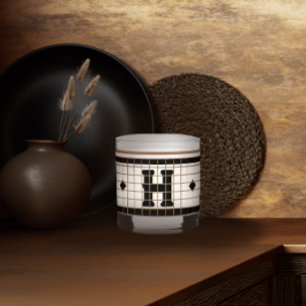 Verre À Whisky Carrelage Bistro vintage Monogramme noir et or