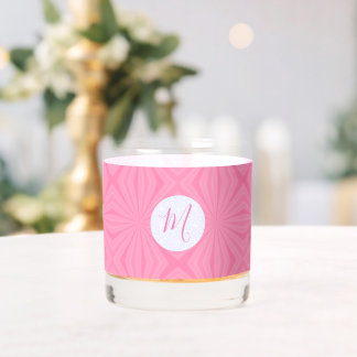 Verre À Whisky Carrés ondulés rose clair Initiale personnalisée