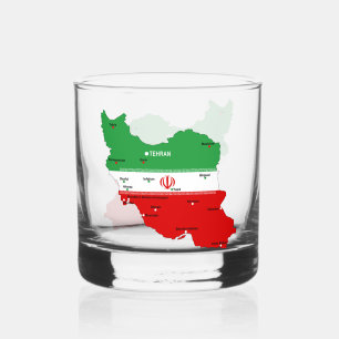 Verre À Whisky Carte de l'Iran avec drapeau et emblème