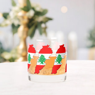 Verre À Whisky Carte du Liban avec drapeau