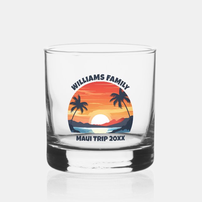 Verre À Whisky Carte Maui Voyage Sunrise Palm Trees Keepsaké (Recto)