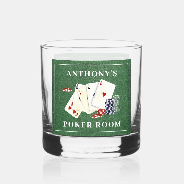 Verre À Whisky Casino de cartes de poker personnalisées (Verso)