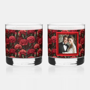 Verre À Whisky Charme de l'œillet rouge moderne pour mariage