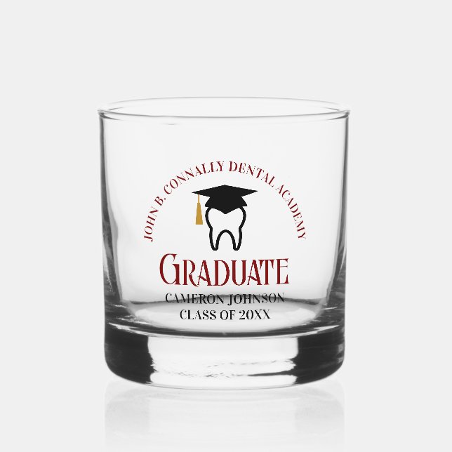 Verre À Whisky Chic Maroon Dental School Diplôme sur mesure (Recto)