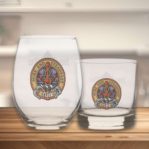 Verre À Whisky Clan Clark Crest sur Tartan