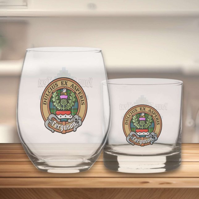 Verre À Whisky Clan Ferguson Crest sur Tartan (Créateur téléchargé)