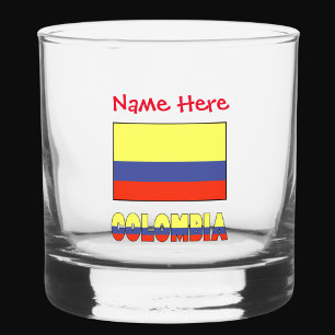 Verre À Whisky Colombie et Drapeau Colombien Rouge Personnalisati