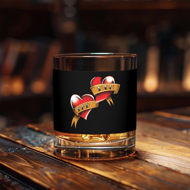 Verre À Whisky Conception de tatouage de bannière traditionnelle  (Créateur téléchargé)