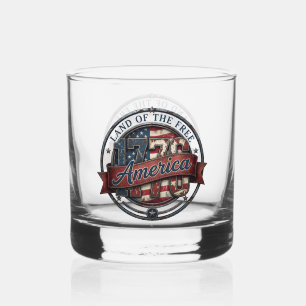 Verre À Whisky Conception d'emblème patriotique Americana Terre d