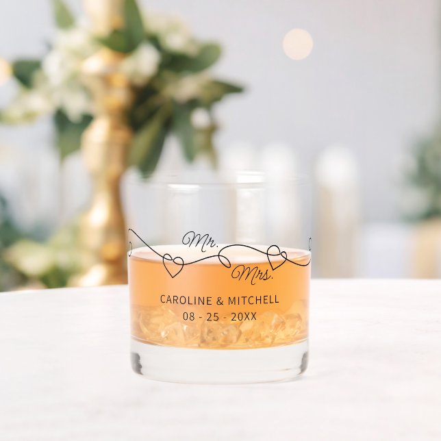 Verre À Whisky Couple Noms Personnalisés Date Black Intertwins Co (Insitu (Mariage))