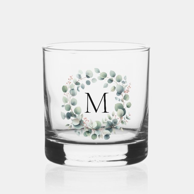 Verre À Whisky Couronne de feuillage de eucalyptus vert classique (Recto)