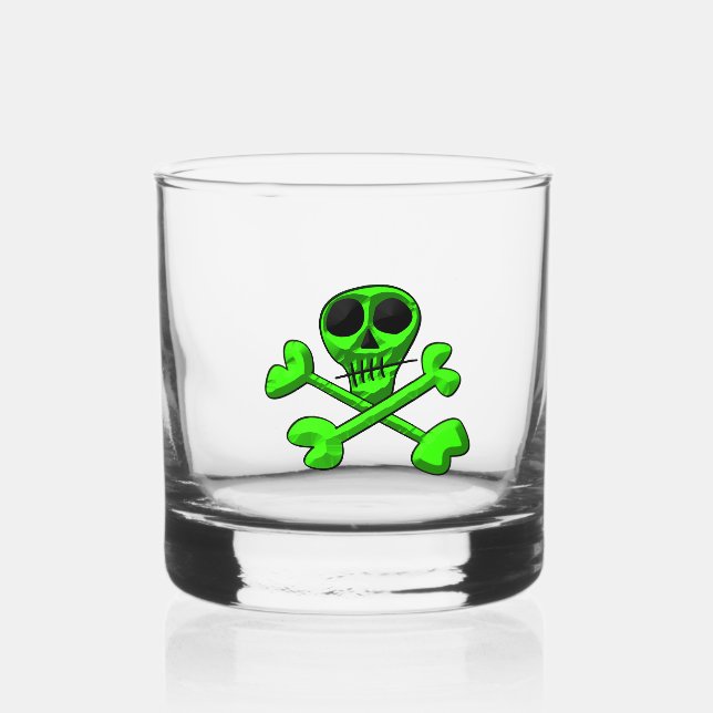 Verre À Whisky crâne vert néon (Recto)