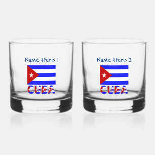 Verre À Whisky Cuba et Drapeau Cubain Personnalisé Bleu Clair