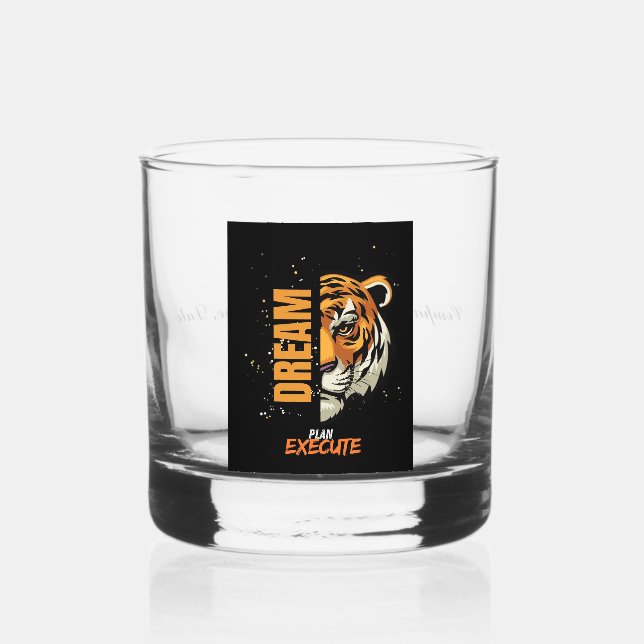 Verre À Whisky "Cuir Whiskey personnalisé - Tiger Head & Motivati (Recto)