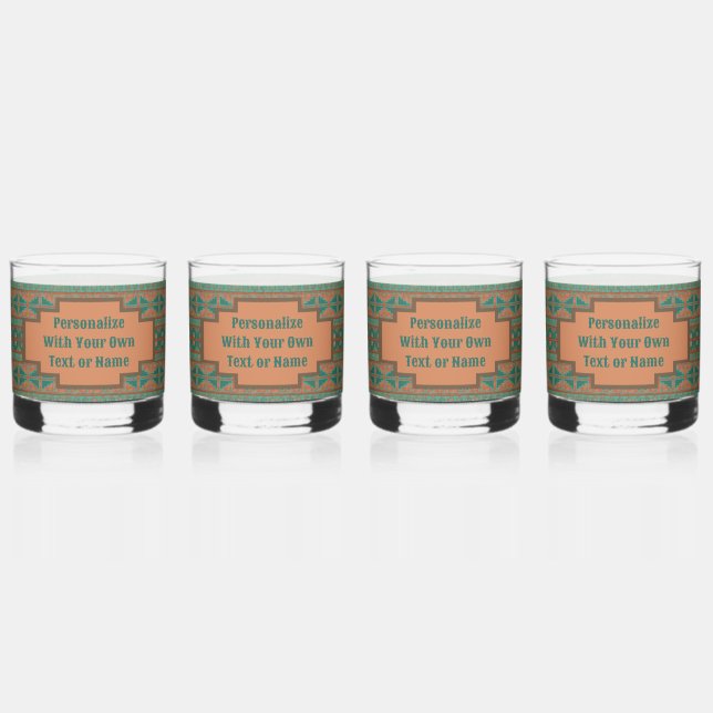 Verre À Whisky Cuivre Turquoise Sud-Ouest Motif géométrique Perso (Recto)