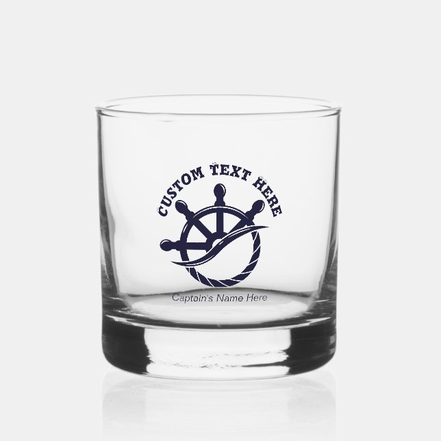 Verre À Whisky Custom Captain Boat Nautical Gift (Verso)