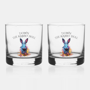 Verre À Whisky Custom Down Rabbit Hole Blue Bunny