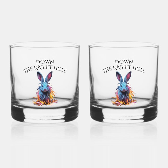 Verre À Whisky Custom Down Rabbit Hole Blue Bunny (Recto)