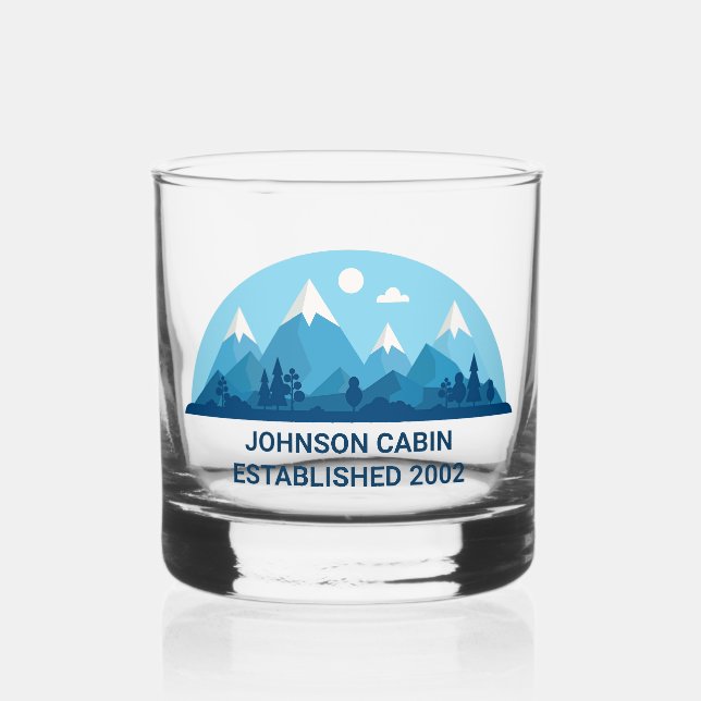 Verre À Whisky Custom Winter Family Cabine Blue Snowy Mountain (Recto)