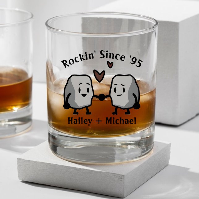 Verre À Whisky Cute Rock Pun nouveau marié Couple Mariage Anniver (Cute Rock Pun Newlywed Couple Wedding Anniversary Whiskey Glass)