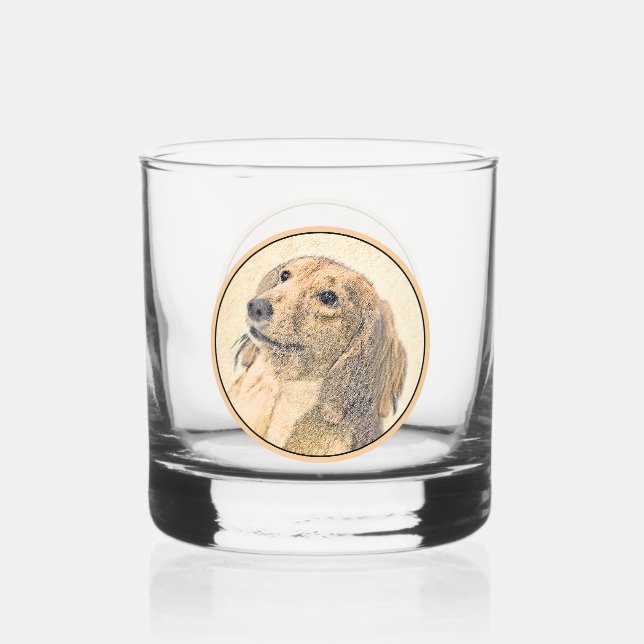 Verre À Whisky Dachshund (Longhaerien) Peinture - Art Chien origi (Recto)