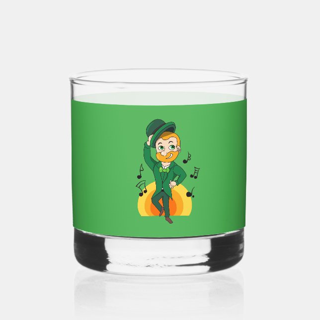Verre À Whisky Dancing leprechaun, dessin animé de la Saint Patri (Recto)