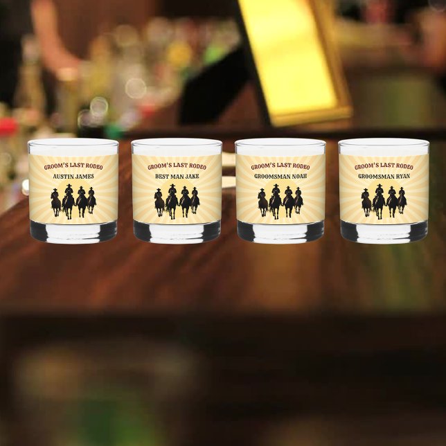 Verre À Whisky Dernier Rodéo Cowboys Personnaliser Nom Enterremen (Last Rodeo Cowboys Personalize Name Bachelor Party Whiskey Glass)
