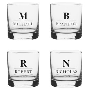 Verre À Whisky Design moderne Groomsmen Cadeaux Monogramme Best M