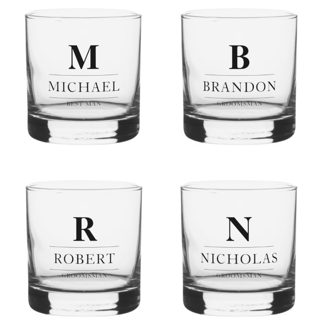 Verre À Whisky Design moderne Groomsmen Cadeaux Monogramme Best M (Créateur téléchargé)