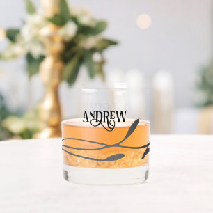 Verre À Whisky Design noir MInimal classique avec nom