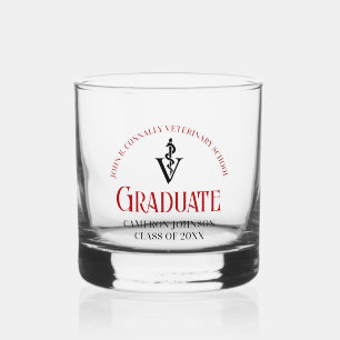 Verre À Whisky Diplôme de l'école vétérinaire rouge personnalisé