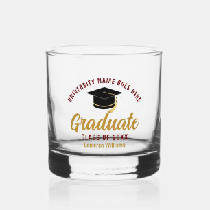 Verre À Whisky Diplômé de l'université Maroon Gold Personnalisé D